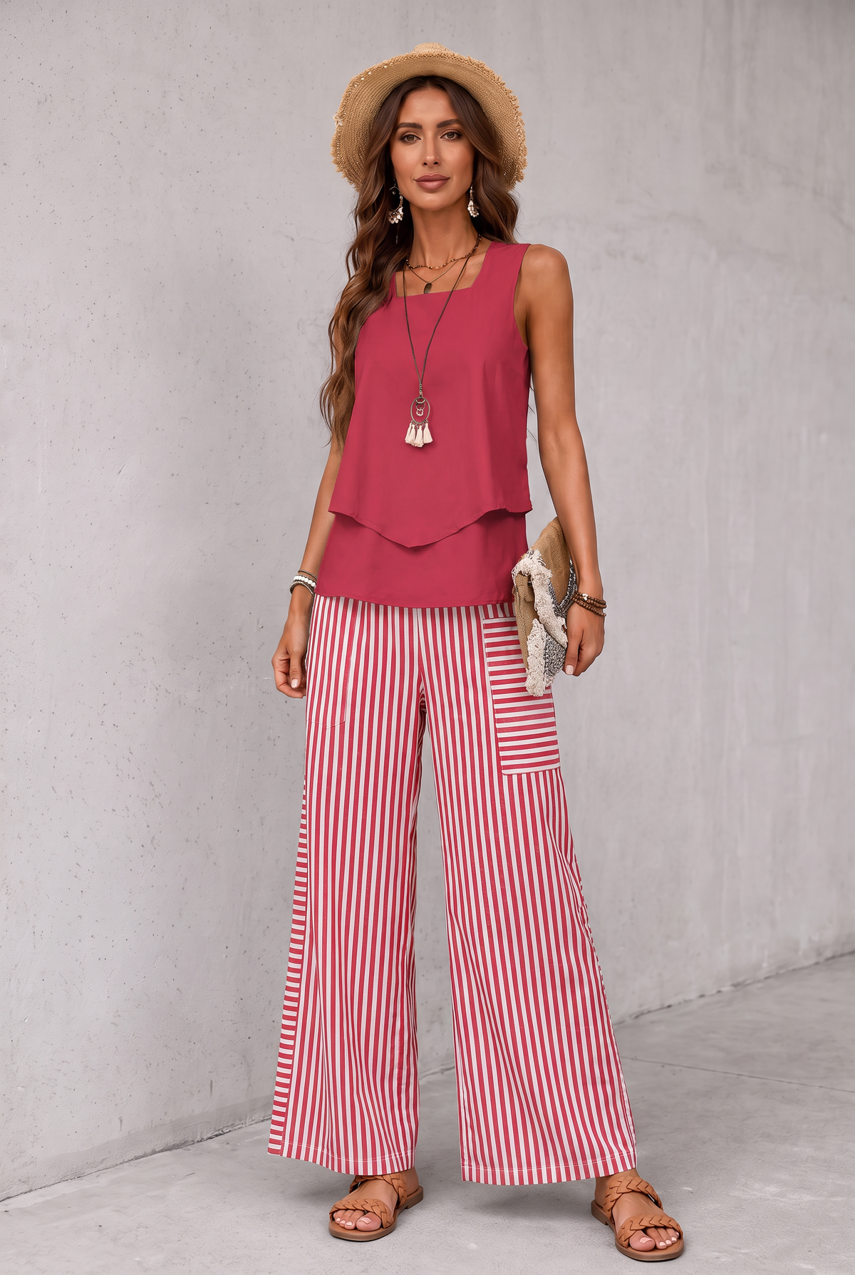 Floral Pant Set - Red