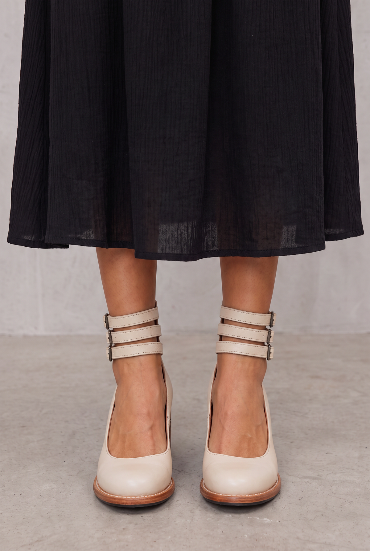 Comfortable Classic Strap Heels - White