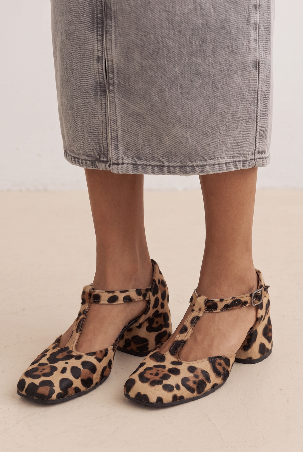 Leopard T-Strap Block Heels