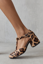 Leopard T-Strap Block Heels