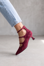 Decollete With Straps And Low Heel