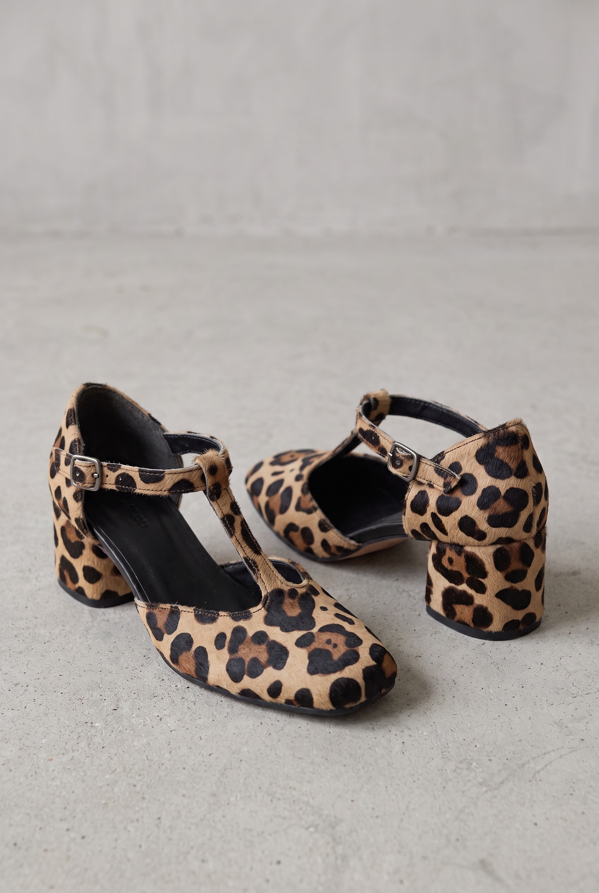 Leopard T-Strap Block Heels