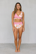 Floral Contrast Cut-Out Bikini