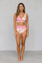 Floral Contrast Cut-Out Bikini