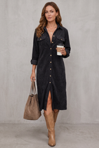 Relaxed Button-Front Shirt Dress