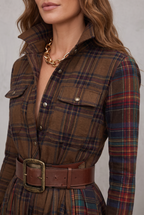 Classic Belted Button-Up Shirt Dress