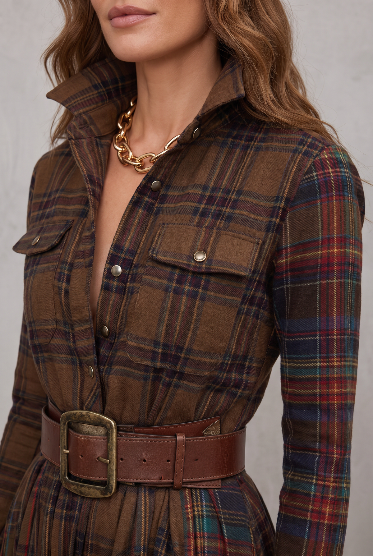 Classic Belted Button-Up Shirt Dress
