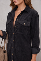 Relaxed Button-Front Shirt Dress