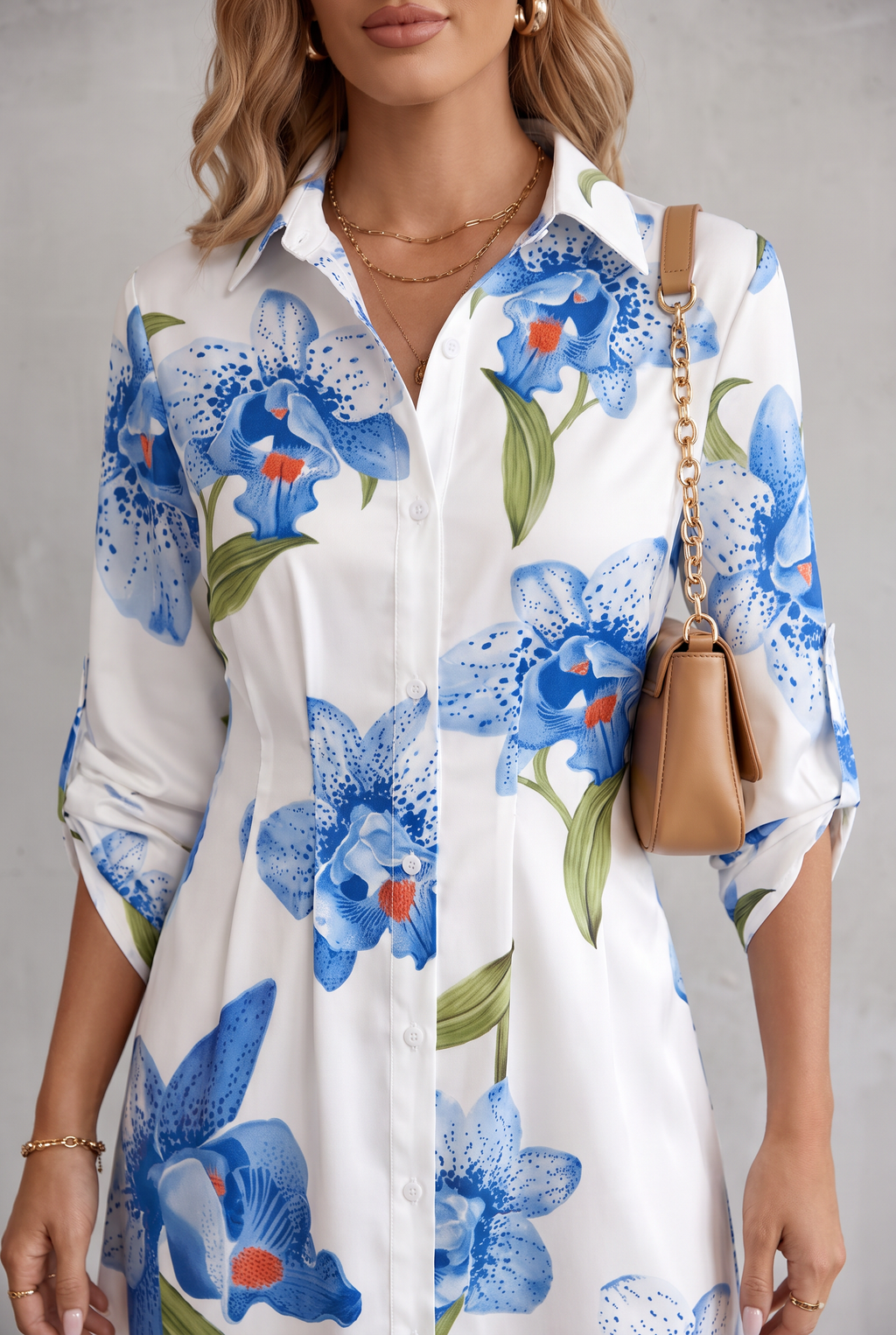 Floral Button-Front Shirt Dress