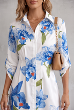 Floral Button-Front Shirt Dress