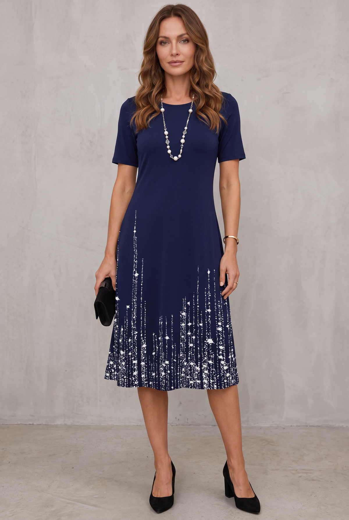 Shimmer-Hem Midi Dress