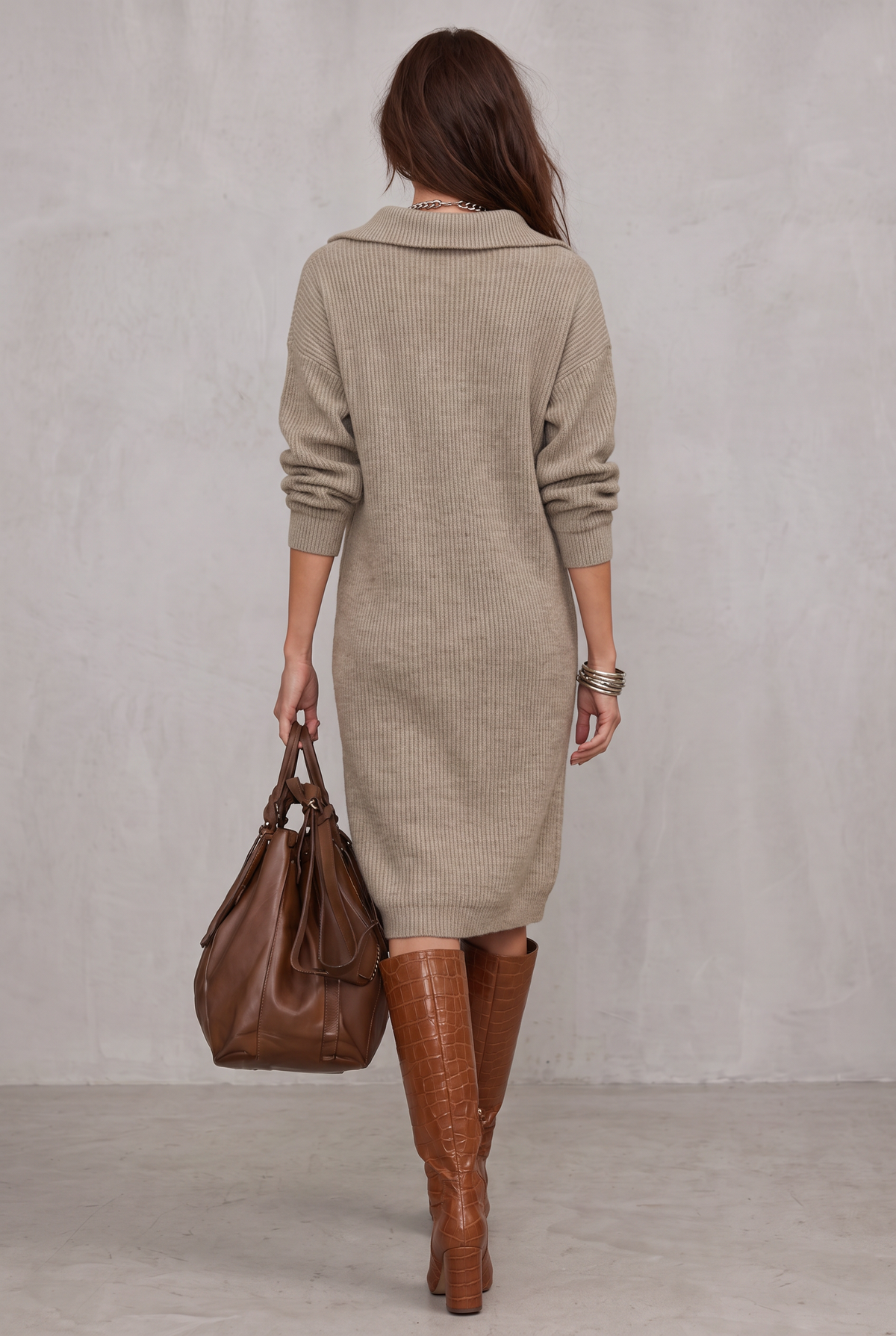 Elegant winter dress with buttons