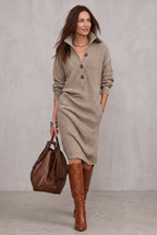 Elegant winter dress with buttons