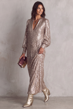 Women's Relaxed Shimmer Maxi Dress for Holiday Parties and Weddings
