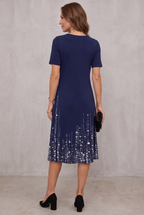 Shimmer-Hem Midi Dress