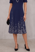 Shimmer-Hem Midi Dress