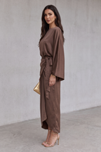 Satin Batwing Sleeve Maxi Dress
