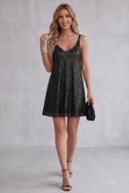 Elegant Black Tie Dress for Women with V-Neckline Cocktail Party Mini Style