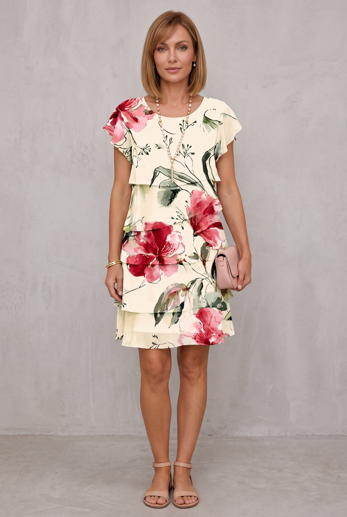 Floral Tiered Chiffon Dress