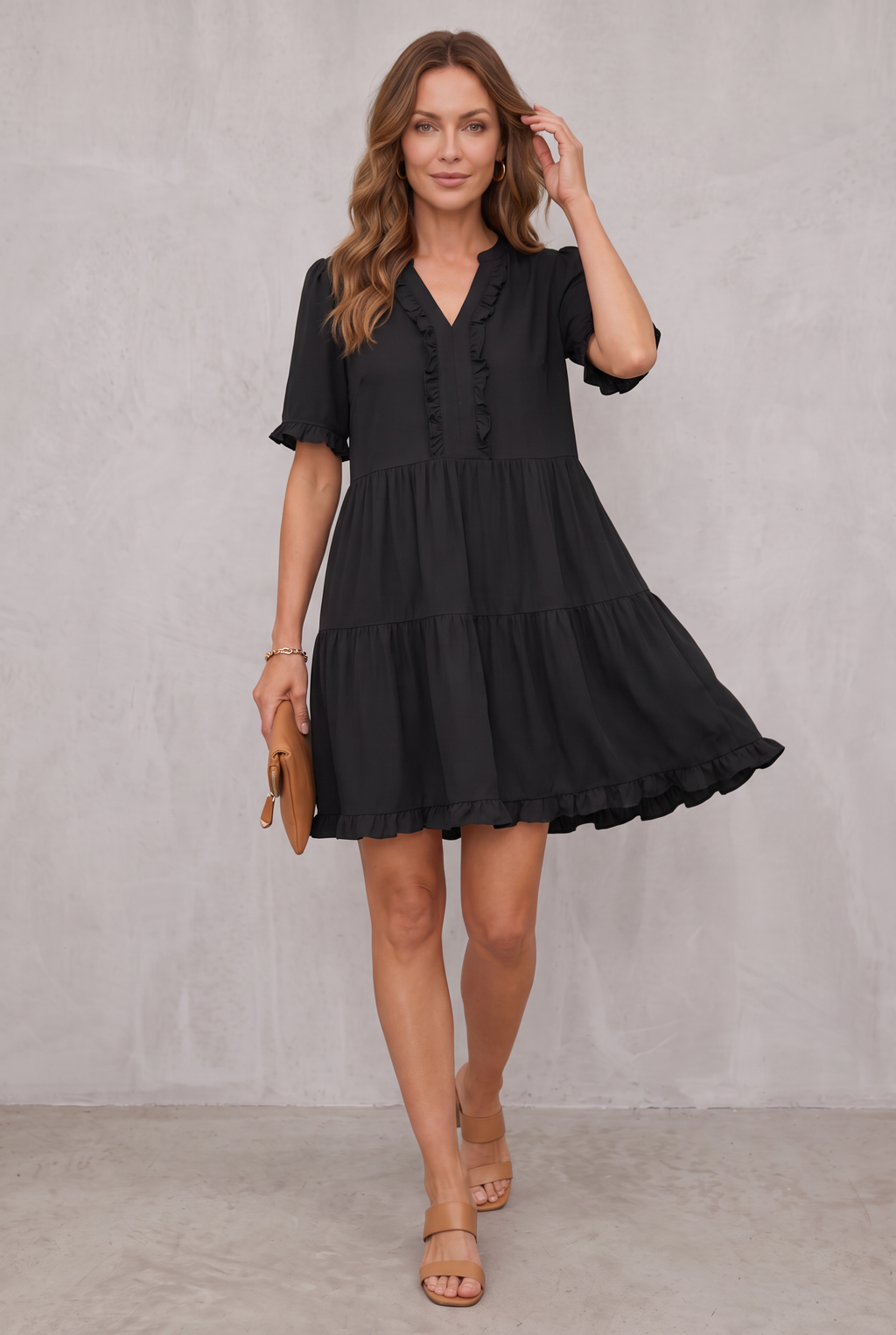 Casual V-Neck Mini Dress