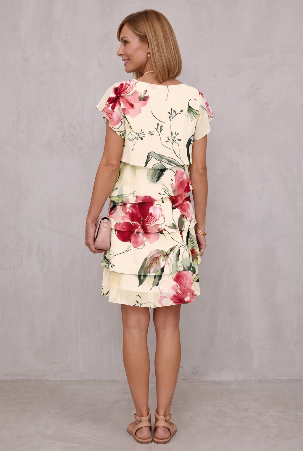 Floral Tiered Chiffon Dress