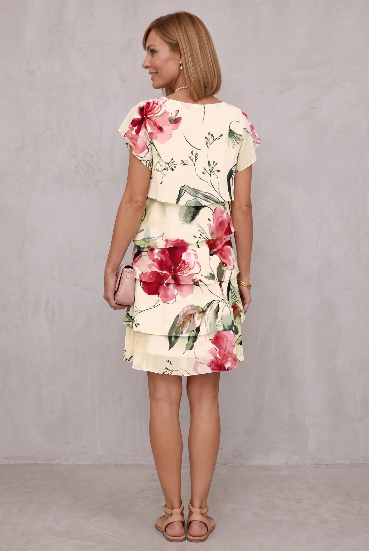 Floral Tiered Chiffon Dress