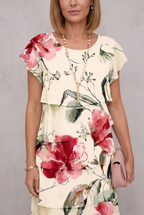 Floral Tiered Chiffon Dress