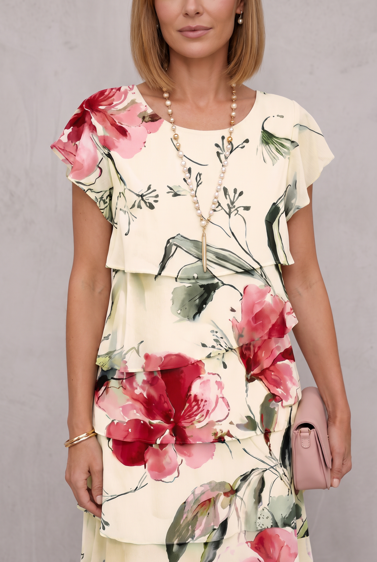 Floral Tiered Chiffon Dress