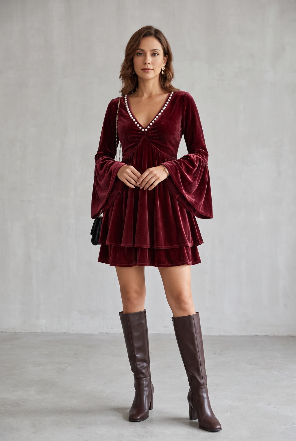 Velvet Christmas Party Dress For Women