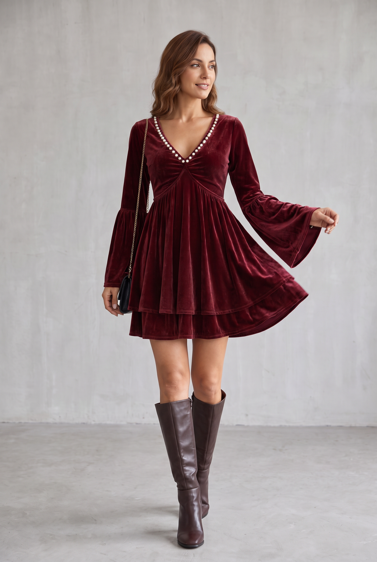 Velvet Christmas Party Dress For Women