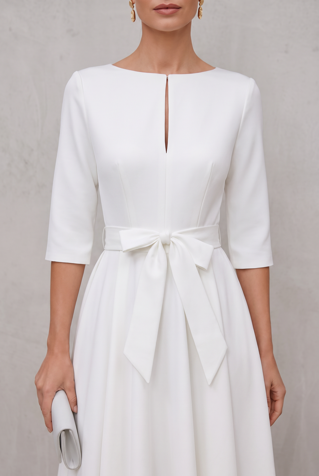 Belted Ruffled-Hem Midi Dress