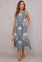 Classic Boho Sleeveless Midi Dress