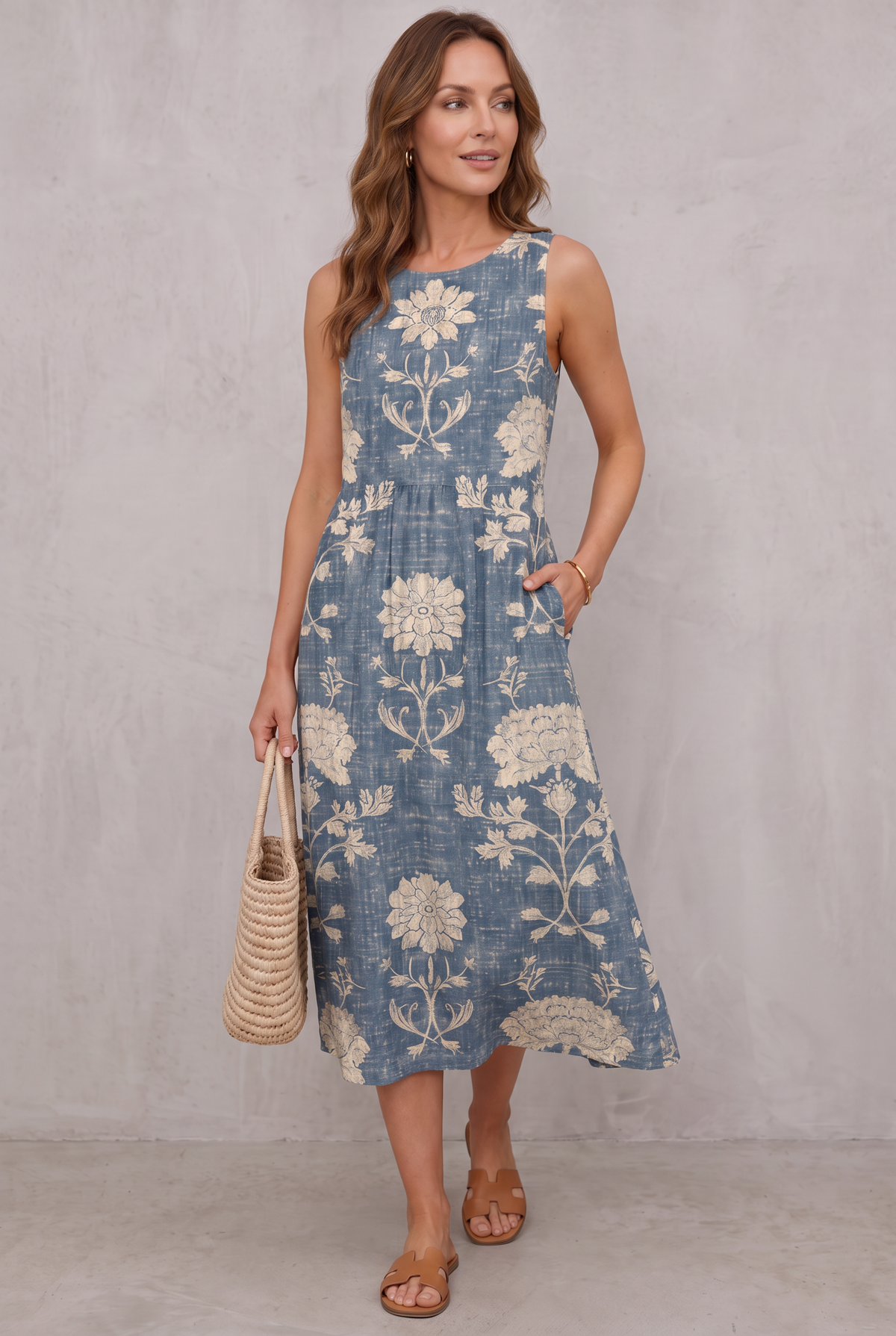 Classic Boho Sleeveless Midi Dress