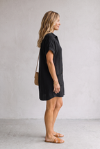 Linen Look Shirt Mini Dress For Women