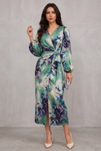 Printed Wrap Midi Dress For Women