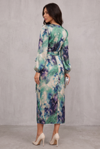 Printed Wrap Midi Dress For Women
