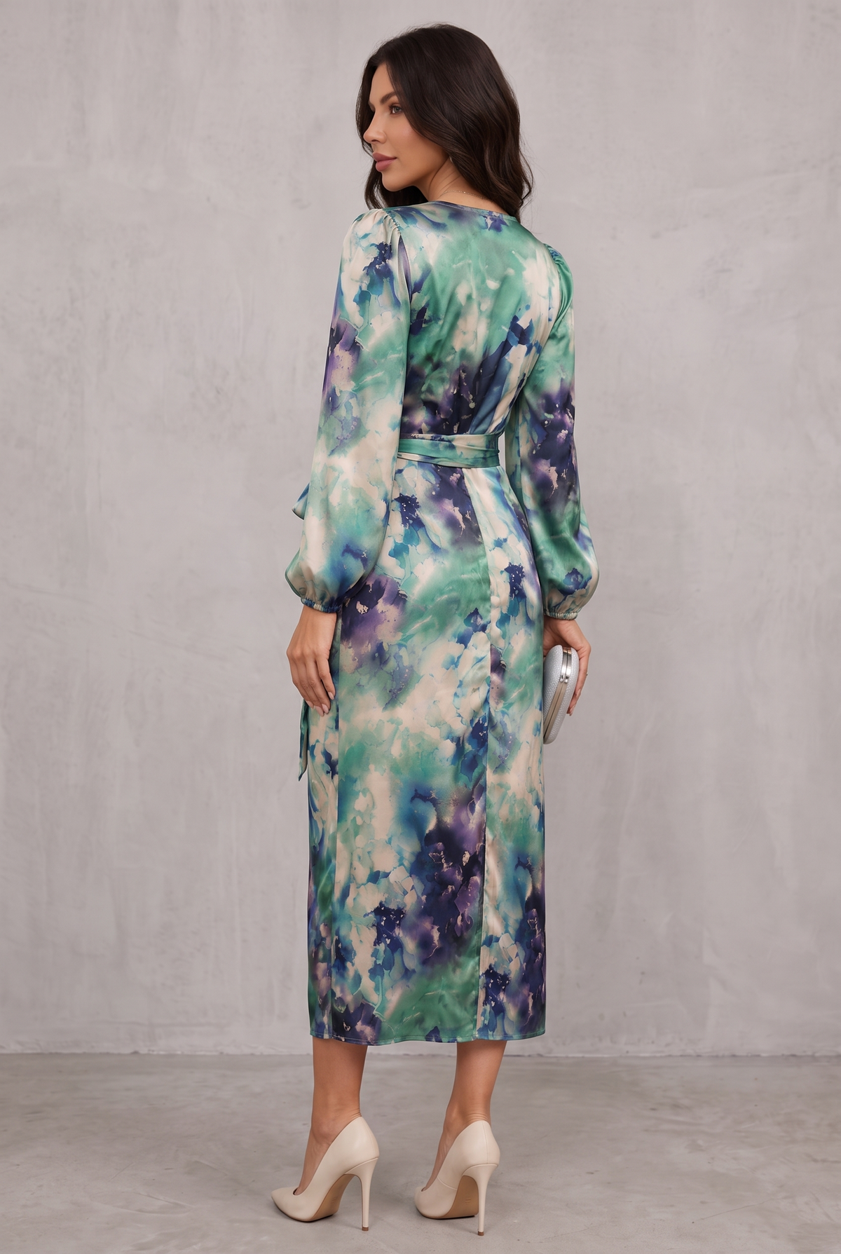 Printed Wrap Midi Dress For Women