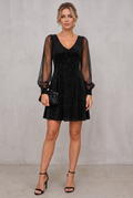 Cocktail Dress With Sheer Sleeves For Women