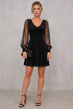 Cocktail Dress With Sheer Sleeves For Women