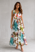 Tropical Floral V-Neck Maxi Dress For Women