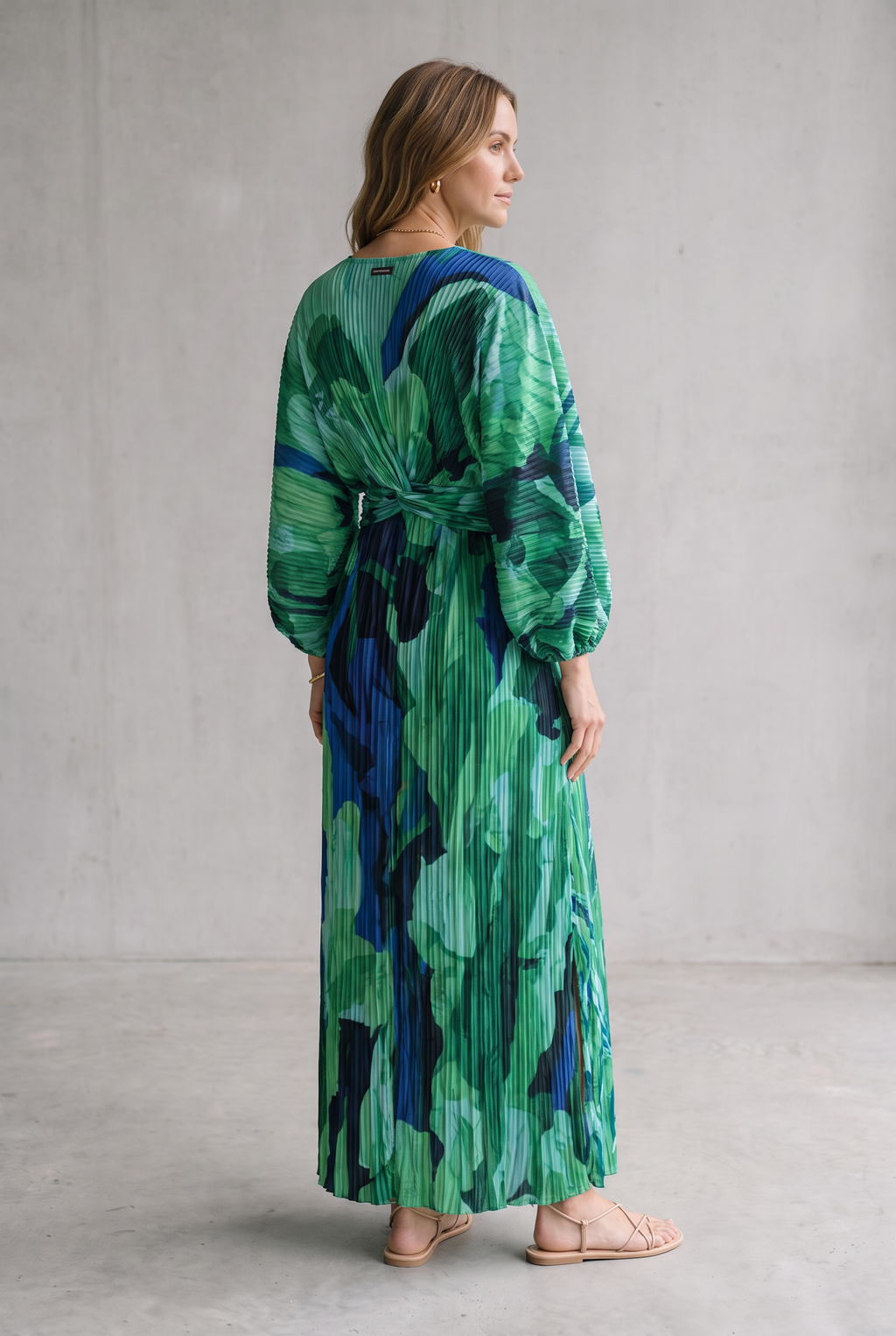 Pleated V-Neck Maxi Dress For Women