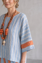 Striped Linen Look Two-Piece Set For Women