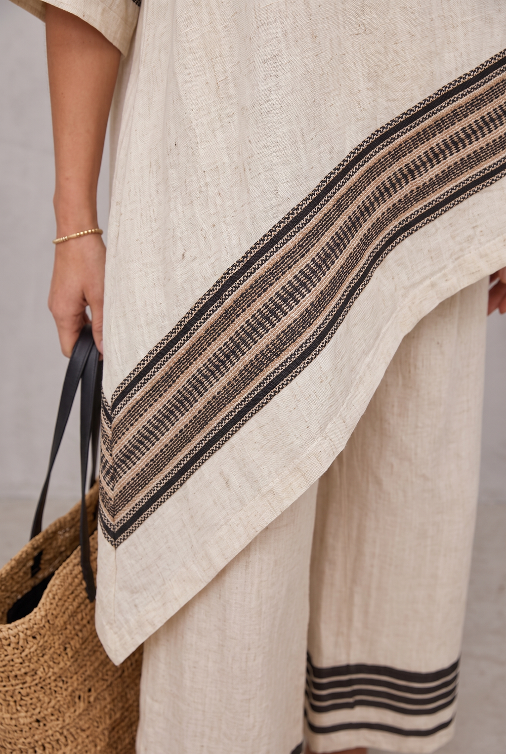 Striped Linen Look Two-Piece Set For Women