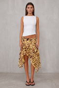 Tiger Print Asymmetric Midi Skirt For Women