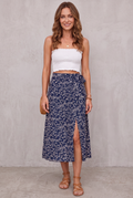 Ditsy Floral Split-Hem Midi Skirt