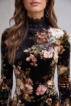 Floral Lace-Trim Cocktail Dress For Women