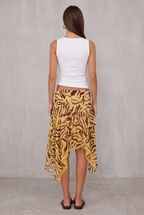 Tiger Print Asymmetric Midi Skirt For Women