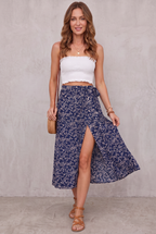 Ditsy Floral Split-Hem Midi Skirt