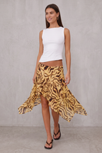 Tiger Print Asymmetric Midi Skirt For Women