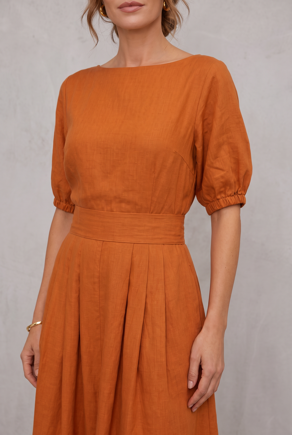 Puff Sleeve Top And Midi Skirt Set For Women